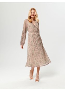 Sinsay - Sukienka midi ze wzorem - beżowy ze sklepu Sinsay w kategorii Sukienki - zdjęcie 161682895