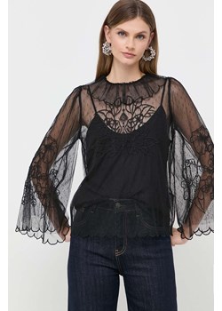 Twinset bluzka damska kolor czarny z aplikacją ze sklepu ANSWEAR.com w kategorii Bluzki damskie - zdjęcie 161683399