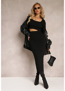 Czarna Spódnica Midi z Dzianiny o Ołówkowym Kroju Brynara ze sklepu Renee odzież w kategorii Spódnice - zdjęcie 161683645