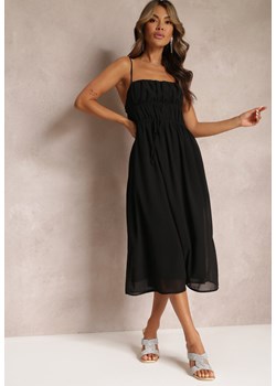 Czarna Sukienka o Rozkloszowanym Kroju na Ramiączkach z Wiązaniem Lunarea ze sklepu Renee odzież w kategorii Sukienki - zdjęcie 161695097