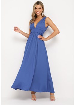 Niebieska Rozkloszowana Sukienka na Ramiączkach Seraphineme ze sklepu Born2be Odzież w kategorii Sukienki - zdjęcie 161695485