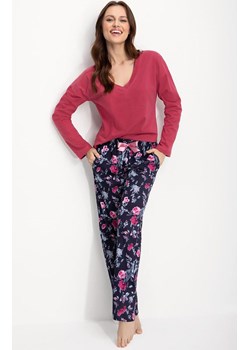Luna bawełniana piżama damska granatowo-bordowa w kwiaty 614, Kolor granatowo-bordowy, Rozmiar 4XL, Luna ze sklepu Intymna w kategorii Piżamy damskie - zdjęcie 161695797