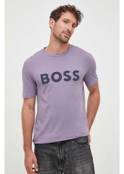 BOSS t-shirt bawełniany BOSS CASUAL kolor fioletowy z nadrukiem ze sklepu ANSWEAR.com w kategorii T-shirty męskie - zdjęcie 161705656