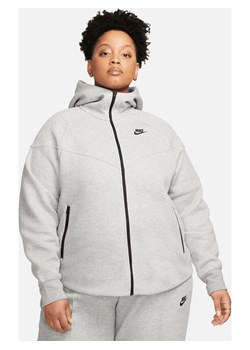 Damska bluza z kapturem i zamkiem na całej długości Nike Sportswear Tech Fleece Windrunner (duże rozmiary) - Szary ze sklepu Nike poland w kategorii Bluzy damskie - zdjęcie 161708479