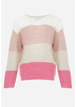 Biało-Różowy Sweter w Paski Tinyiko ze sklepu Born2be Odzież w kategorii Swetry dziewczęce - zdjęcie 161766875