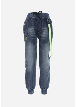 Niebiesko-Zielone Jeansy Joggery z Gumką w Pasie Shovelo ze sklepu Born2be Odzież w kategorii Spodnie chłopięce - zdjęcie 161766918