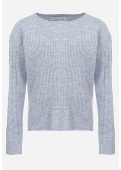 Jasnoniebieski Sweter z Metaliczną Nitką Torcja ze sklepu Born2be Odzież w kategorii Swetry dziewczęce - zdjęcie 161769126