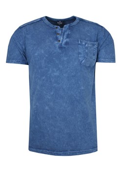 Koszulka Niebieska Bawełniana z Guzikami V-neck, Męska, z Nadrukiem, Krótki Rękaw TSKOWREDWAY2816nieb ze sklepu JegoSzafa.pl w kategorii T-shirty męskie - zdjęcie 161769189