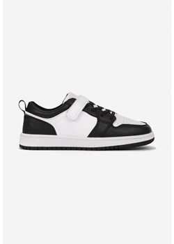 Czarno-Białe Sznurowane Buty Sportowe na Płaskiej Podeszwie Zapinane na Rzep Zaelin ze sklepu born2be.pl w kategorii Buty sportowe dziecięce - zdjęcie 161771249
