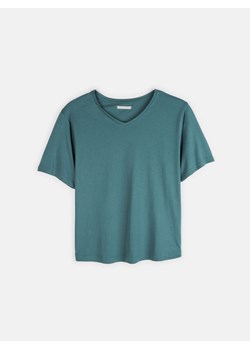 GATE Bawełniany t-shirt damski plus size basic z krótkimi rękawami i dekoltem 44 ze sklepu gateshop w kategorii Bluzki damskie - zdjęcie 161787999