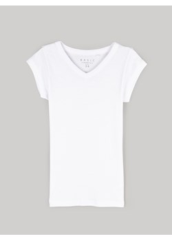 GATE T-shirt basic z bawełny z dekoltem w szpic 38 ze sklepu gateshop w kategorii Bluzki damskie - zdjęcie 161804866