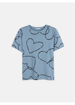 GATE Damska bawełniana koszulka z nadrukiem w serca 36 ze sklepu gateshop w kategorii Bluzki damskie - zdjęcie 161805875
