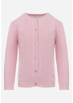 Różowy Zapinany Kardigan z Warkoczykowym Splotem Landle ze sklepu Born2be Odzież w kategorii Swetry dziewczęce - zdjęcie 161809656