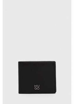 HUGO portfel skórzany męski kolor czarny ze sklepu ANSWEAR.com w kategorii Portfele męskie - zdjęcie 161813735