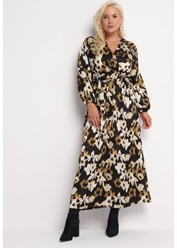Czarna Sukienka Maxi z Kopertowym Dekoltem i Gumką w Pasie oraz Paskiem Denderrik ze sklepu Born2be Odzież w kategorii Sukienki - zdjęcie 161841429