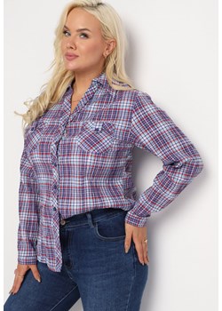 Granatowa Koszula w Kratę Pilika ze sklepu Born2be Odzież w kategorii Koszule damskie - zdjęcie 161841447
