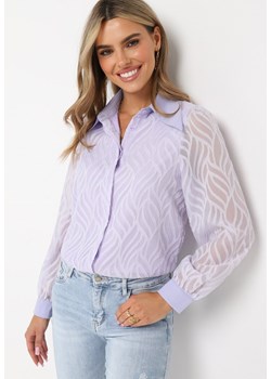 Fioletowa Koszula z Tkaniny Plumeti Rofeka ze sklepu Born2be Odzież w kategorii Koszule damskie - zdjęcie 161841698