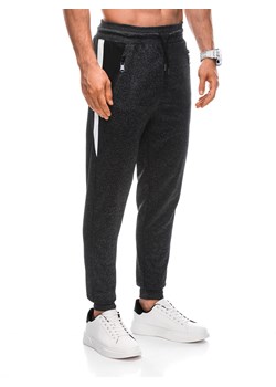 Spodnie męskie dresowe 1394P - grafitowe ze sklepu Edoti w kategorii Spodnie męskie - zdjęcie 161849197