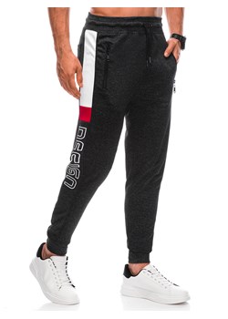 Spodnie męskie dresowe 1390P - grafitowe ze sklepu Edoti w kategorii Spodnie męskie - zdjęcie 161849256
