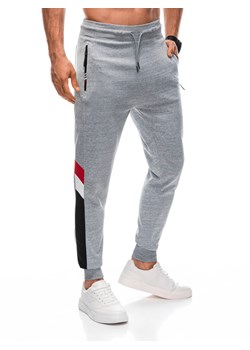 Spodnie męskie dresowe 1392P - szare ze sklepu Edoti w kategorii Spodnie męskie - zdjęcie 161849276