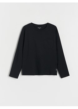 Reserved - Koszulka longsleeve z kieszenią - czarny ze sklepu Reserved w kategorii T-shirty chłopięce - zdjęcie 161857257