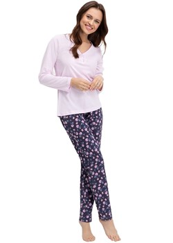 Luna bawełniana piżama damska wrzosowa w kwiaty 661, Kolor wrzosowy-wzór, Rozmiar 2XL, Luna ze sklepu Intymna w kategorii Piżamy damskie - zdjęcie 161858328