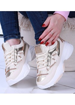Beżowe buty sportowe na platformie /G12-2 14616 T620/ ze sklepu Pantofelek24.pl w kategorii Buty sportowe damskie - zdjęcie 161868007
