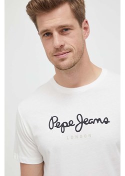 Pepe Jeans t-shirt bawełniany Eggo kolor beżowy z nadrukiem ze sklepu ANSWEAR.com w kategorii T-shirty męskie - zdjęcie 161896008