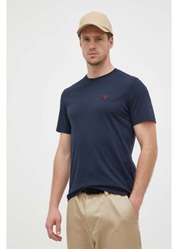 Barbour t-shirt bawełniany kolor granatowy gładki ze sklepu ANSWEAR.com w kategorii T-shirty męskie - zdjęcie 161896018