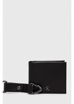 Calvin Klein Jeans portfel skórzany + brelok męski kolor czarny ze sklepu ANSWEAR.com w kategorii Portfele męskie - zdjęcie 161929715