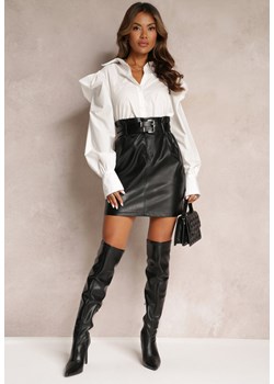 Czarna Mini Spódnica z Gumką w Talii i Paskiem z Klamrą Elsinn ze sklepu Renee odzież w kategorii Spódnice - zdjęcie 161933357