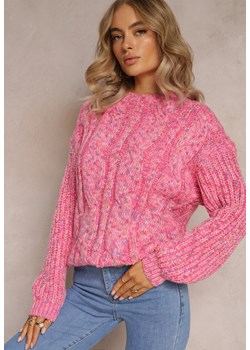 Fuksjowy Sweter w Warkoczykowy Splot Salvio ze sklepu Renee odzież w kategorii Swetry damskie - zdjęcie 161933437
