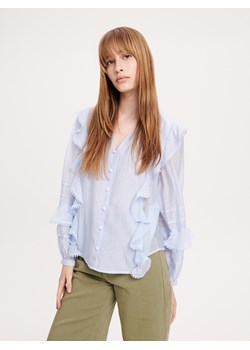 Reserved - Koszula z falbanami - jasnoniebieski ze sklepu Reserved w kategorii Bluzki damskie - zdjęcie 161936045