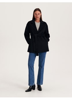 Reserved - Wełniany płaszcz - czarny ze sklepu Reserved w kategorii Płaszcze damskie - zdjęcie 161936886