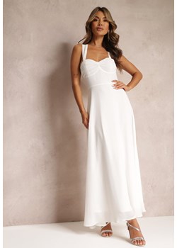 Biała Rozkloszowana Sukienka Koktajlowa Wiązana na Plecach Malori ze sklepu Renee odzież w kategorii Sukienki - zdjęcie 161953599