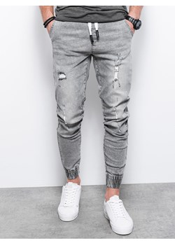 Spodnie męskie jeansowe - grafitowe P1081 ze sklepu ombre w kategorii Jeansy męskie - zdjęcie 161954555