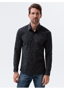 Koszula męska elegancka z długim rękawem - ciemnogranatowa K594 ze sklepu ombre w kategorii Koszule męskie - zdjęcie 161955005