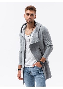Długa bluza męska z asymetrycznym zapięciem HAGA - szary melanż B668 ze sklepu ombre w kategorii Bluzy męskie - zdjęcie 161955015