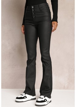 Czarne Spodnie Dzwony z Imitacji Skóry Sahirah ze sklepu Renee odzież w kategorii Spodnie damskie - zdjęcie 161962935