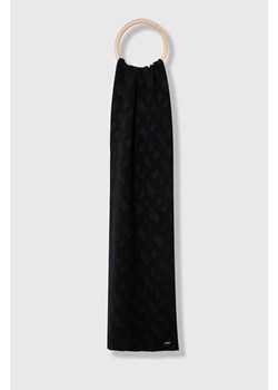 BOSS szalik z domieszką wełny kolor czarny wzorzysty ze sklepu ANSWEAR.com w kategorii Szaliki i chusty damskie - zdjęcie 161966197