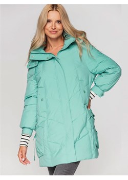 Puchowa oversizowa kurtka damska w miętowym kolorze Perso ze sklepu Eye For Fashion w kategorii Kurtki damskie - zdjęcie 161967425