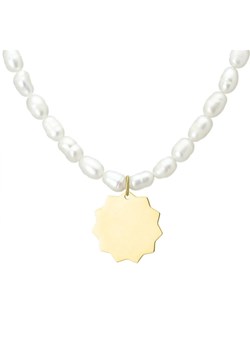 Perłowy choker damski naszyjnik z pereł hodowanych z pozłacanym charmsem ze sklepu manoki.pl w kategorii Naszyjniki - zdjęcie 161967675