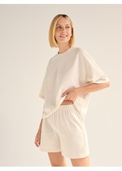 Reserved - Dwuczęściowa piżama z bawełną - beżowy ze sklepu Reserved w kategorii Piżamy damskie - zdjęcie 161976945