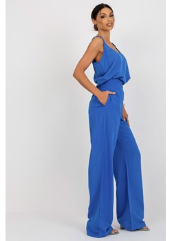 Niebieskie letnie spodnie z materiału z lnem OCH BELLA ze sklepu 5.10.15 w kategorii Spodnie damskie - zdjęcie 161986436