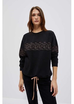 Czarna bluza damska dzianinowa z wiązaniem ze sklepu 5.10.15 w kategorii Bluzy damskie - zdjęcie 161986457