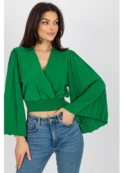 Zielona kopertowa bluzka wizytowa z szerokim rękawem ze sklepu 5.10.15 w kategorii Bluzki damskie - zdjęcie 161987556