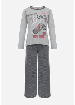 Szara Bawełniana Piżama 2-Częściowa Bluzka i Spodnie z Gumką w Pasie Ginttes ze sklepu Born2be Odzież w kategorii Piżamy dziecięce - zdjęcie 161996069