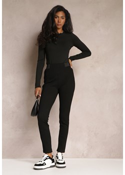 Czarne Spodnie High Waist z Gumką w Pasie Magoda ze sklepu Renee odzież w kategorii Spodnie damskie - zdjęcie 161996188