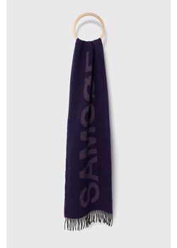 Samsoe Samsoe szalik wełniany kolor fioletowy wzorzysty ze sklepu ANSWEAR.com w kategorii Szaliki i chusty damskie - zdjęcie 161999145
