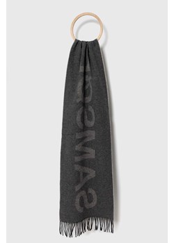 Samsoe Samsoe szalik wełniany kolor szary wzorzysty ze sklepu ANSWEAR.com w kategorii Szaliki i chusty damskie - zdjęcie 161999365